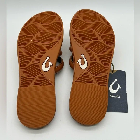 Olukai Tiare Slide Women’s Sandals Size 7 Fox Brown Comfort Leather Slip-On NWT - Picture 5 of 7